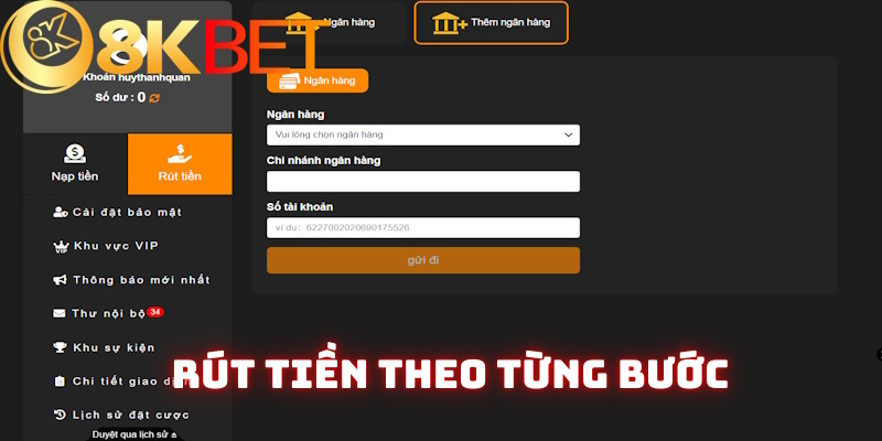 Rút tiền 8KBET trải qua ba bước cơ bản Rút tiền 8KBET trải qua ba bước cơ bản